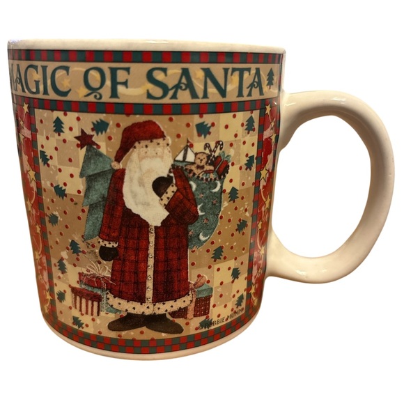 Holiday Santa Ceramic Coffee Mug - Red, Cream, Green - Picture 2 of 3